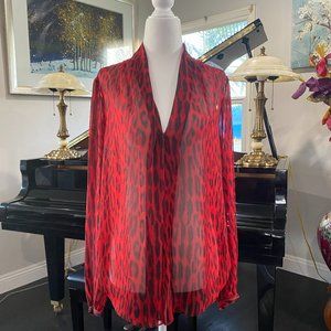 Michael Kors Pleated Leopard Print Blouse